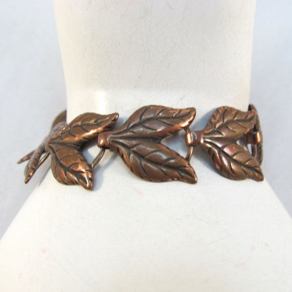 Vintage Southwestern Copper Leaf Link Bracelet - Picture 7 of 10